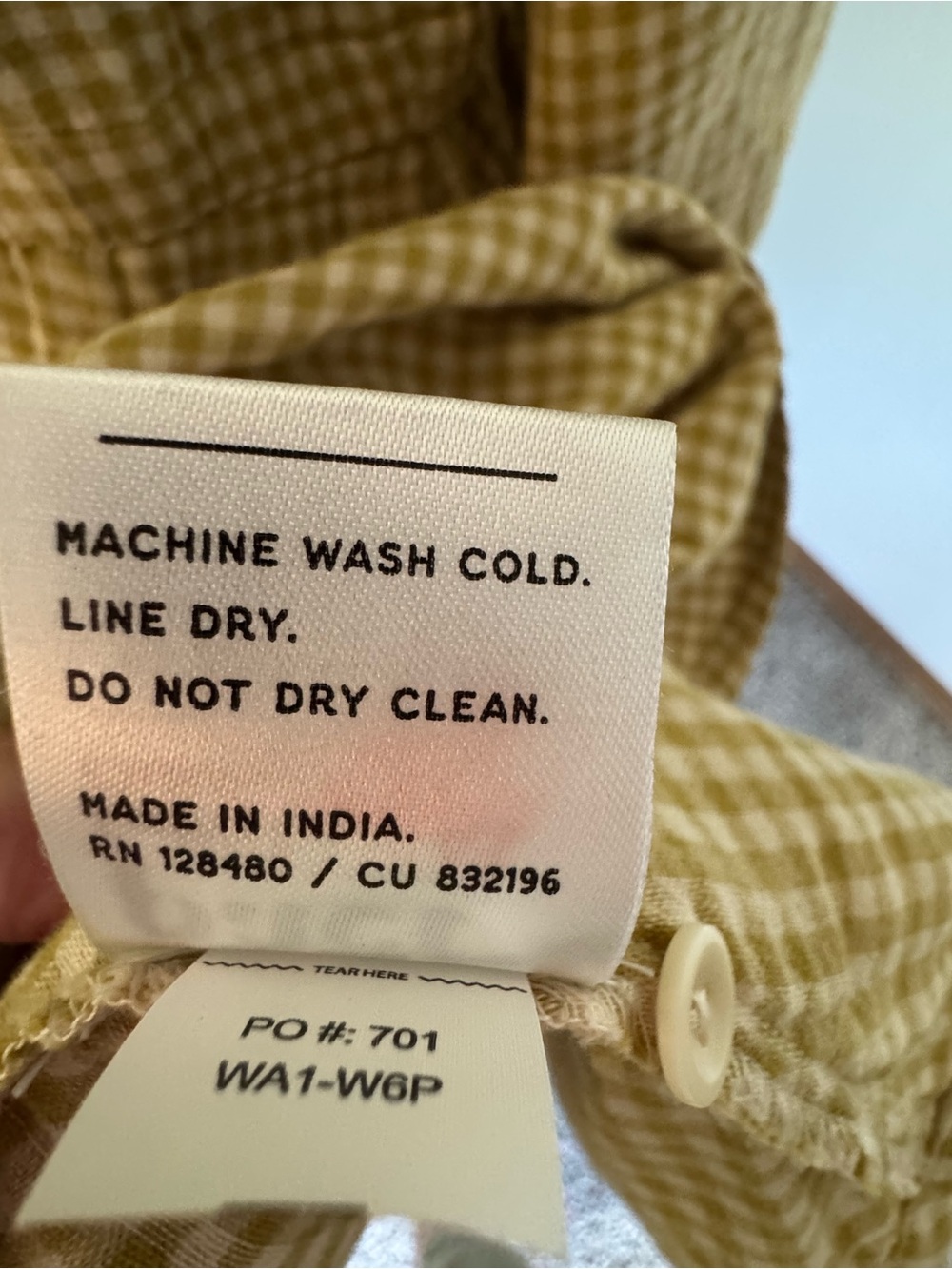 Pact 100% Organic Cotton Double Gauze Yellow Gingham Button-Front Midi Dress - Picture 8 of 10